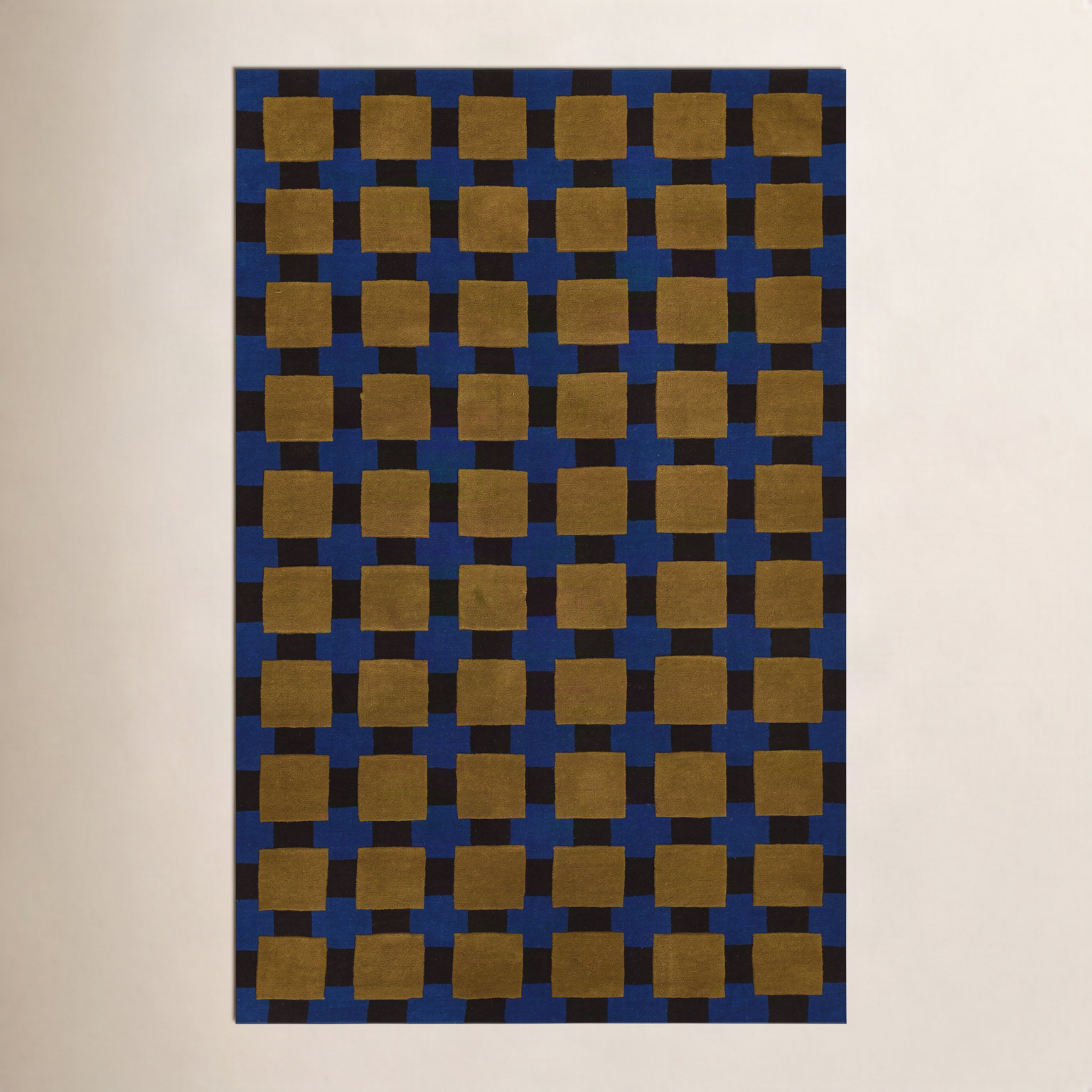 Bauhaus Hand-Tufted Geometric Rug, Rectangle 8' x 10', Blue