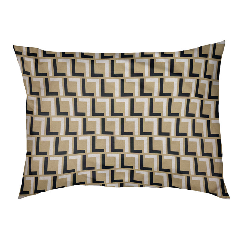 Coussin pour chien Bonheur, Small  (18'' W x 28'' D x 4'' H), Doré antique / noir / blanc