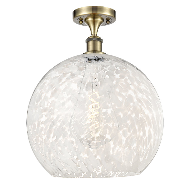 Plafonnier semi-encastré 1 lumière Ballston - Adreann, Laiton antique, H 17,88 po x l 13,75 po x P 13,75 po