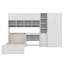 Lit plateforme multifonctionnel avec bureau, garde-robe, armoires, tiroirs et tablettes-793766935