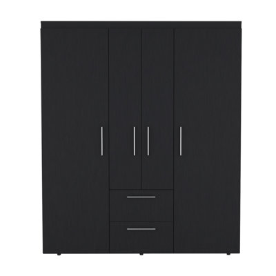 59" Black Two Drawer Combo Dresser
