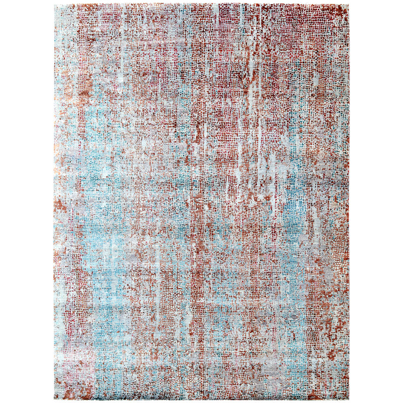 Tapis brun / gris de haute qualité noué à la main, Rectangle de 2 pi x 3 pi