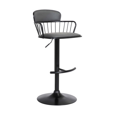 Tabouret de bar réglable en bois noir