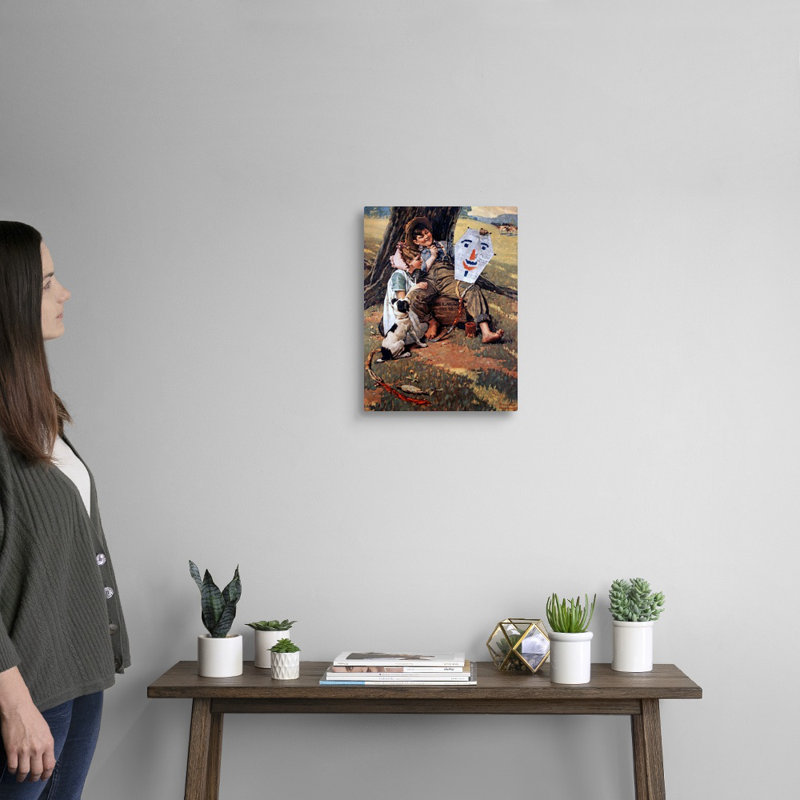 "Norman Rockwell Farm Boy and Girl Sitting On Crate", art mural sur toile, H 16 po x l 12 po x P 1,25 po, Toile tendue
