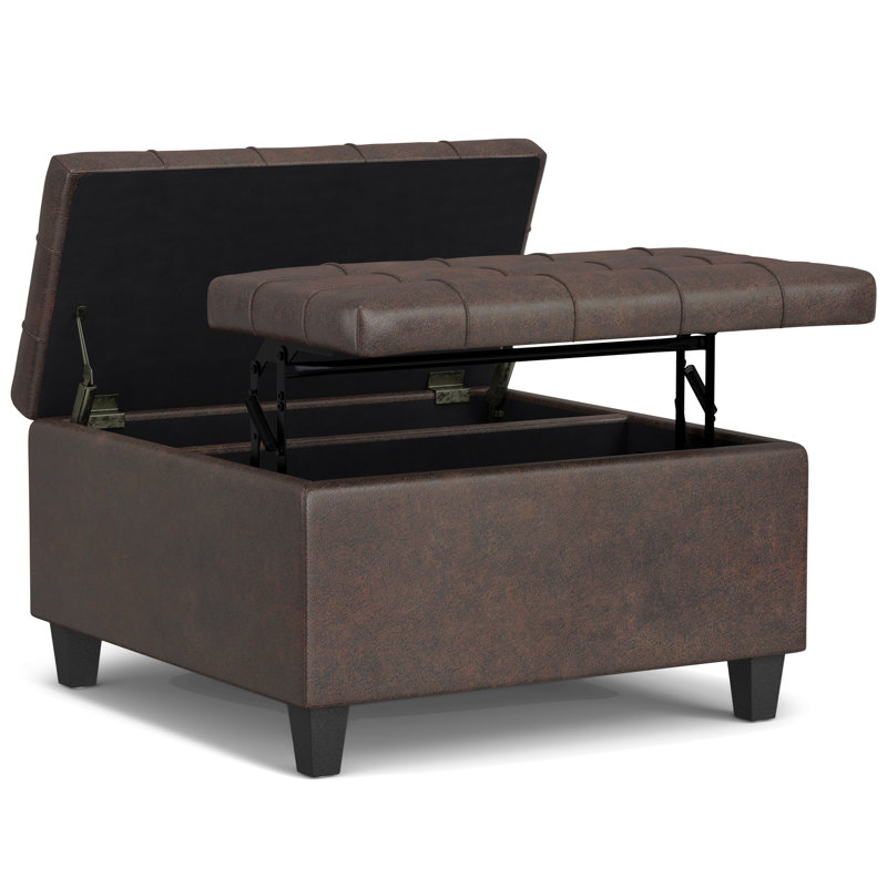 Table basse avec repose-pieds Harrison, Marron foncé, H 16,53 po x L 30,03 po x l 29,96 po