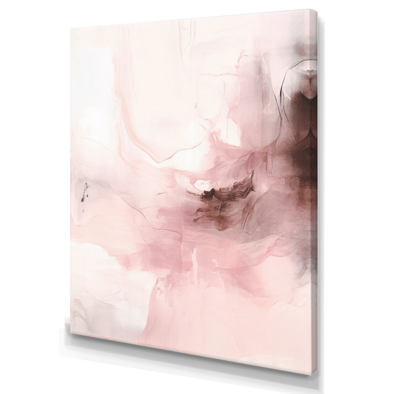 Rose délicat abstrait marbre IV - art mural abstrait en marbre, H 32 po x l 24 po x P 1 po, Toile tendue