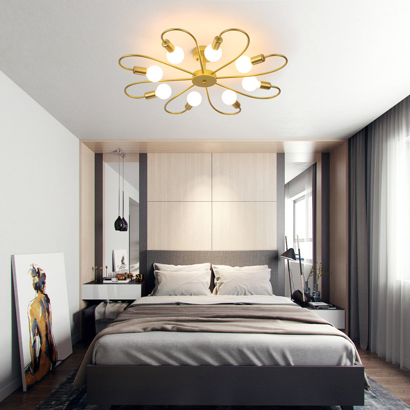 Azeriah 8-Light 84cm Semi Flush Mount, ‎Gold