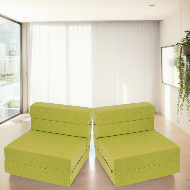 Fauteuil à billes convertible Graciela: canapé-lit simple transformable avec matelas en mousse à mémoire de forme, Vert