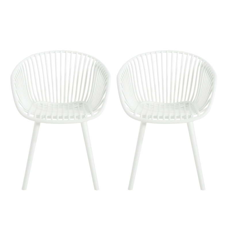 Chaises de salle à manger modernes en plastique durable, ensemble de 2 pour espaces extérieurs