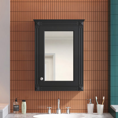 Armoire de rangement de salle de bain murale 20 "avec miroir, armoire à pharmacie avec tablette réglable en hauteur, armoire de rangement au-dessus de la toilette