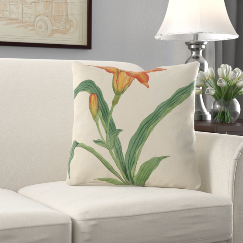 Floral Outdoor Reversible Throw Pillow, Microsuede, Indoor
