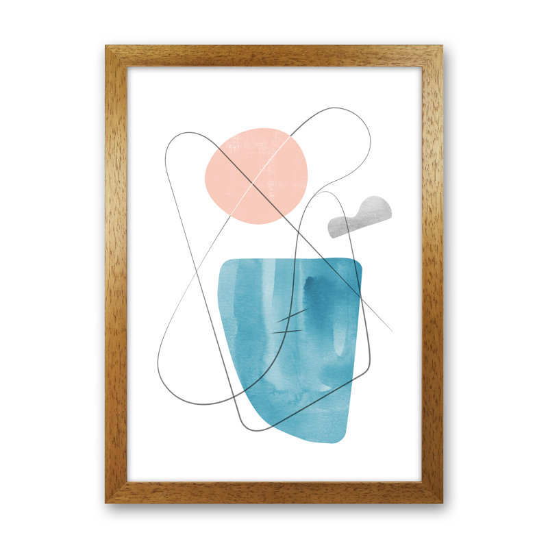 Abstraction With Grey Lines VIII - Print, Oak Framed Canvas, 34cm H x 25cm W x 3cm D