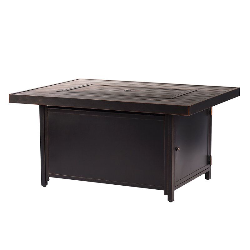 Carin Rectangle Aluminum Propane Smokeless Fire Pit Table with Hidden Fuel Tank, Black