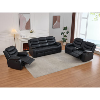 Ensemble de salon inclinable 3 pièces en cuir gonflable Lacreta Humes, ensemble de canapés inclinables