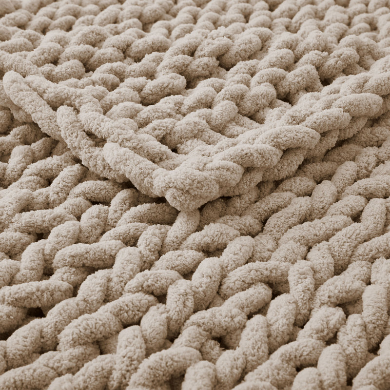 Jeté en laine Peace Nest Chunky Knit, Crème, crème