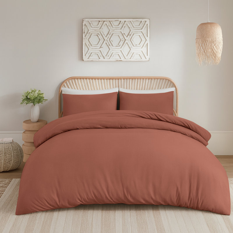 Aspire Homeware Hotel Quality 3 Piece Dyed Duvet Bedding Set with Pillowcases for Soft and Elegant Sleep, Peach