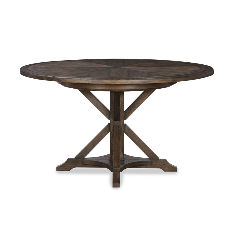 Camden Round Solid Oak Dining Table, Brown Rustic, 30"H x 54"L x 54"W