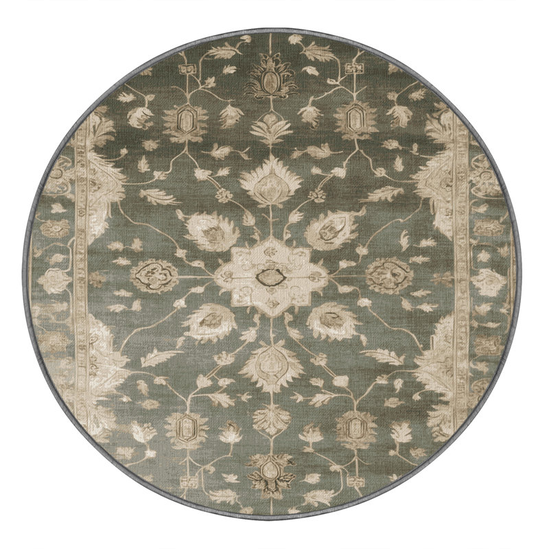 Tapis brun lavable à la machine, Rond 8 pi