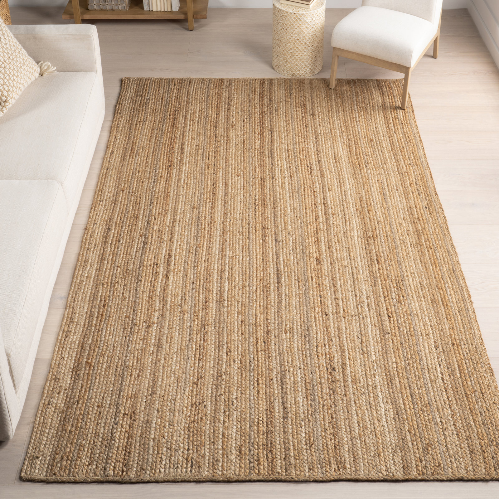 Natural Hand-Woven Jute Rug, Rectangle 12' x 18'