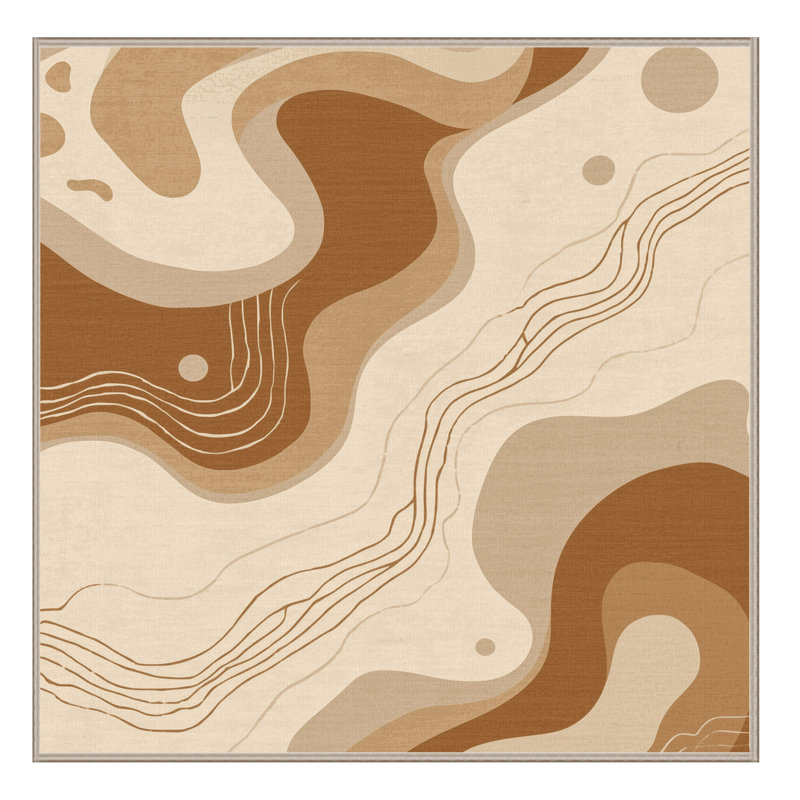 Tapis abstrait doux et moelleux Eaddy Eclectic - beige, Carré 5 pi
