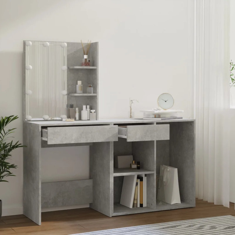 Itan Dressing Table with Mirror, Grey