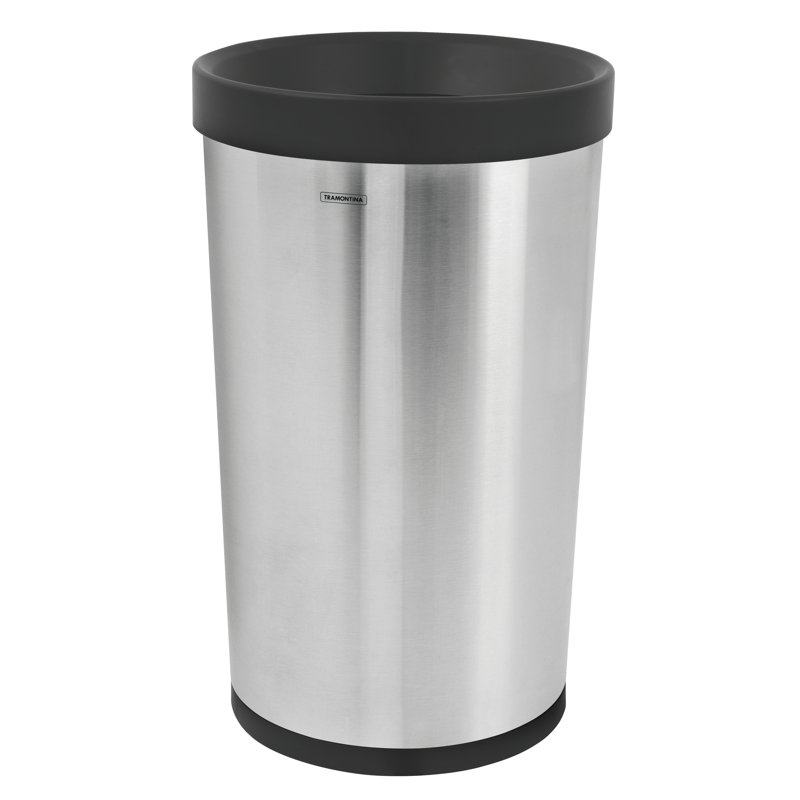 13 Gallon Silver Stainless Steel Open-Top Office Trash Can