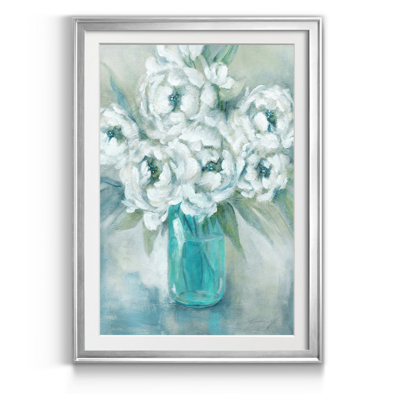 Pivoines pures - reproduction de photo encadrée sur papier, Argent, H 18,5 po x l 24,5 po x P 1,5 po