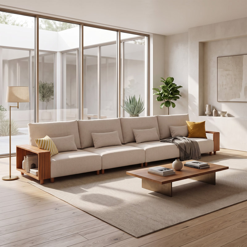 Canapé modulaire extensible extra long de 4 sièges Yanali