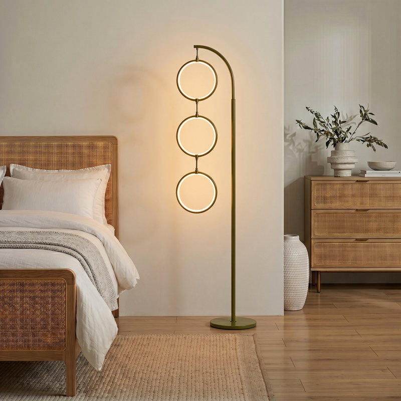 Nova 74" Green Modern LED Floor Lamp With Slim Pole And Weighted Base, Green