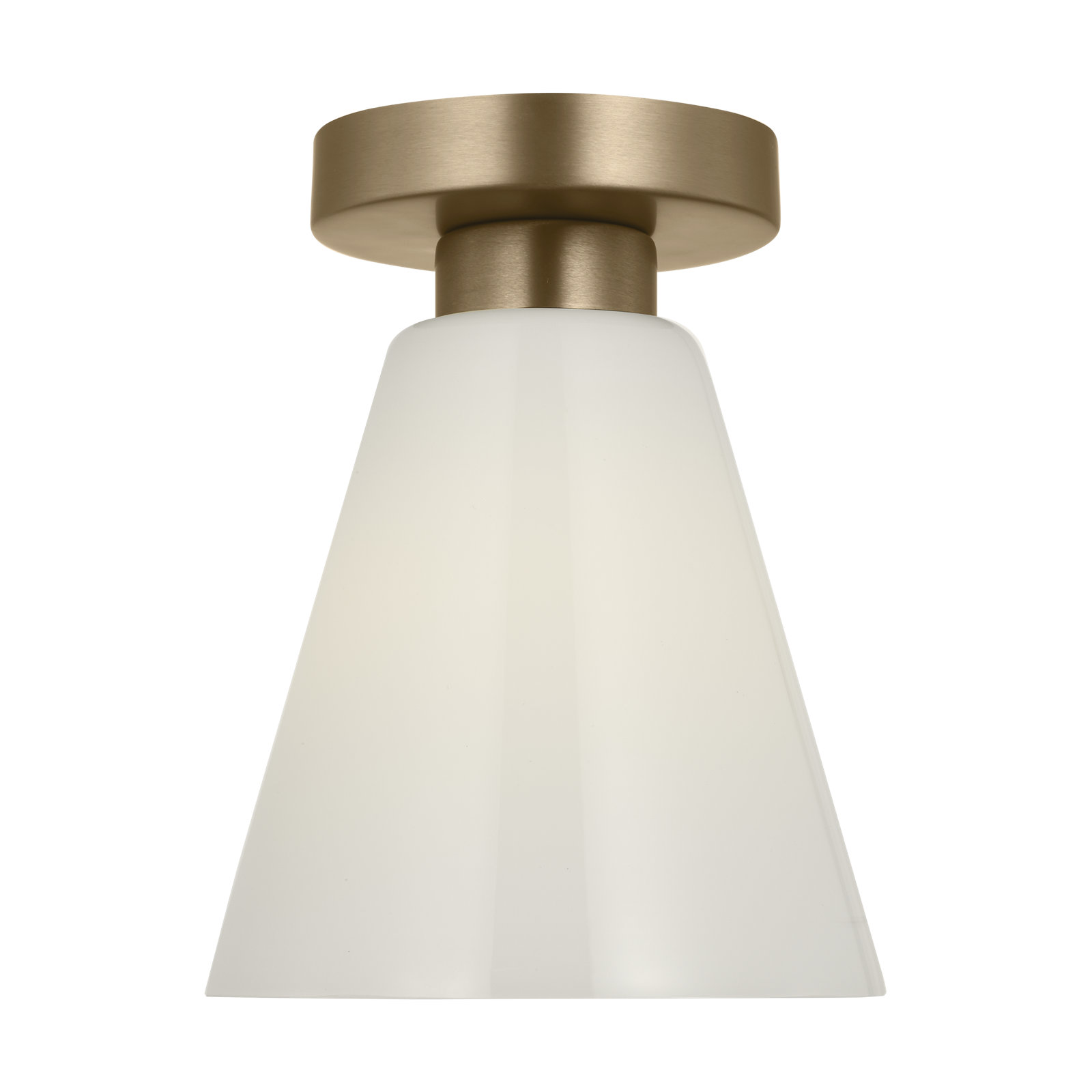 Senda One Light Flush Mount, Satin Brass, White