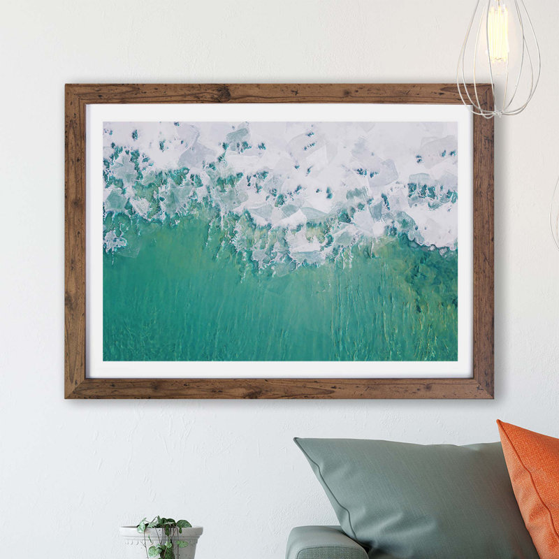 Wave Lines In Nova Scotia - Single Picture Frame Print, 62cm H x 87cm W x 2cm D, Walnut