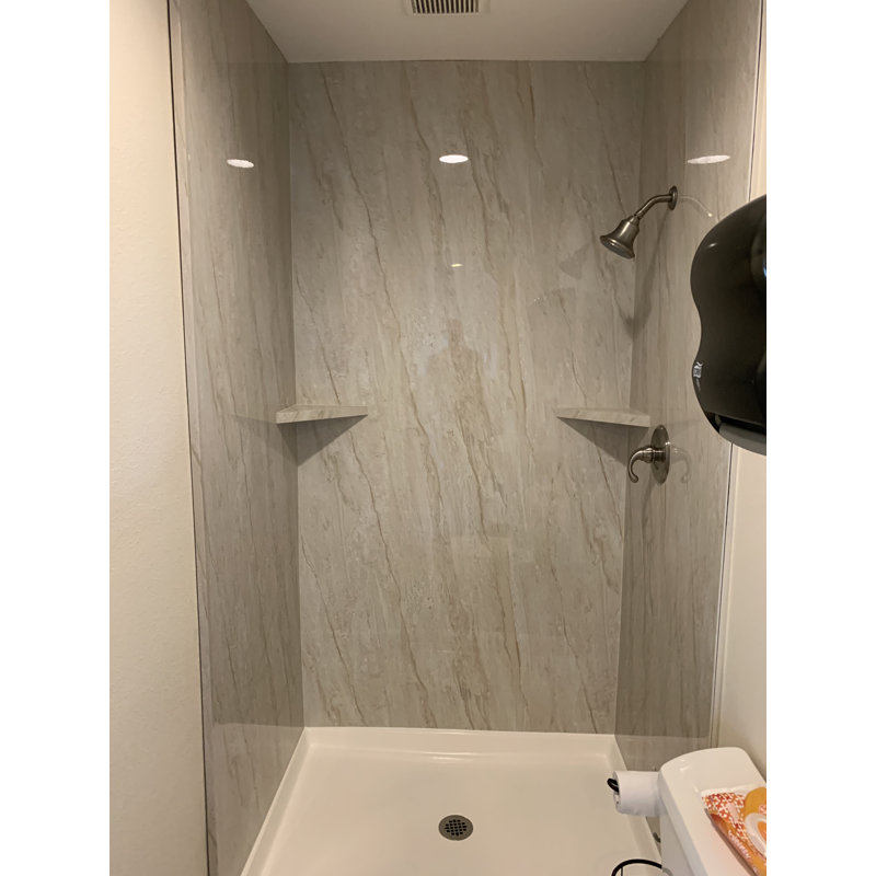 Polymarm 48" W 80" H 36" D Three Wall Composite Shower Wall Panel Surround, Diana Reale