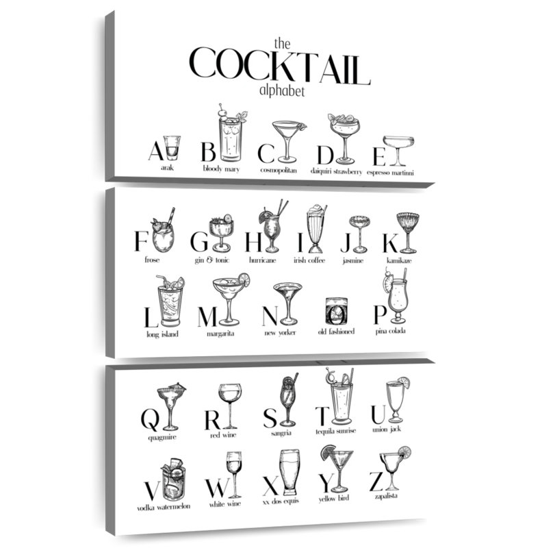 Yarlin Cocktail Alphabet Chart, 38" H x 24" W