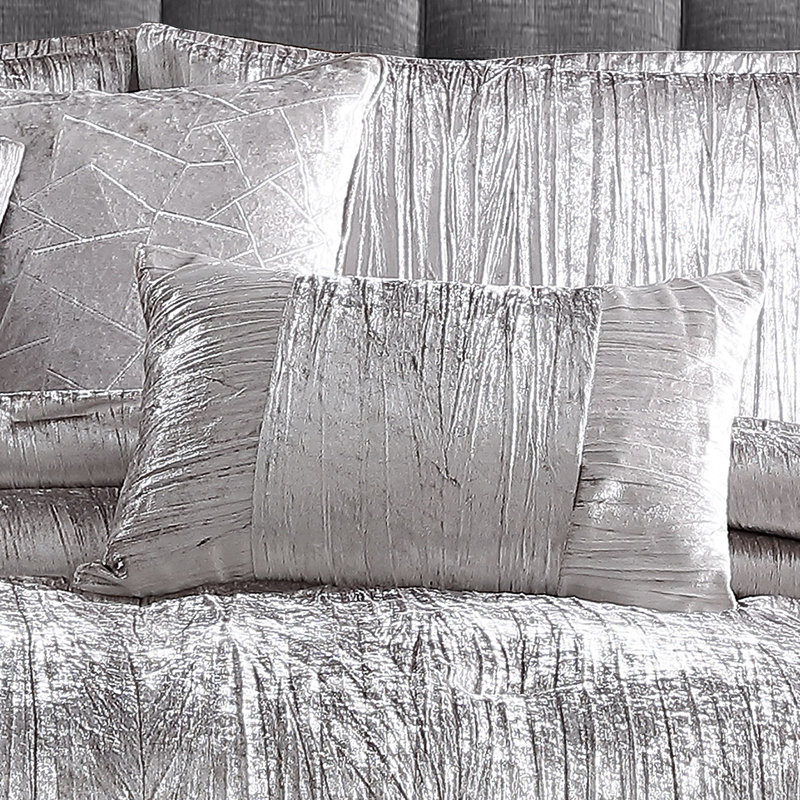 Turin Reversible Comforter Set, Silver, Twin Comforter + 6 Additional Pieces