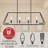 32" 4-Light Modern Farmhouse Kitchen Island Light, Black + White Ash Wood Finish