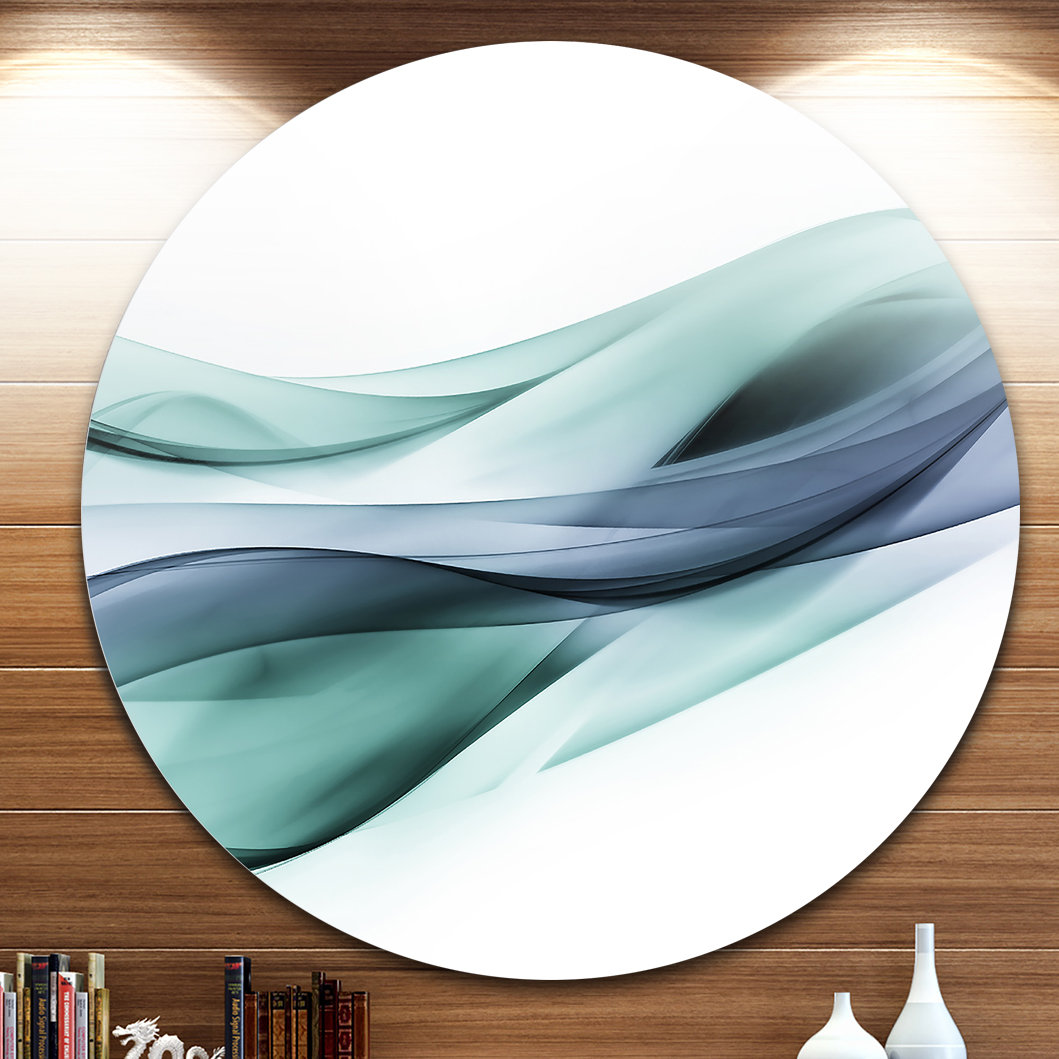 'Fractal Lines Gray Blue' Graphic Art Print on Metal Design Art 