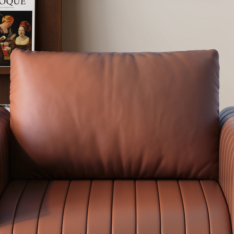 Delana 37.8" Wide Faux Leather Armchair, Red