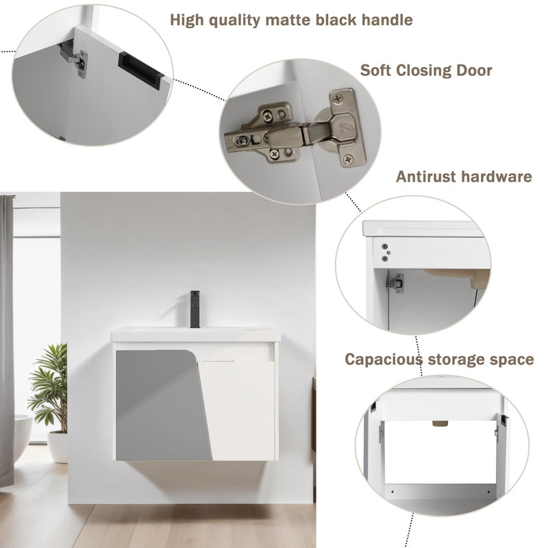 Maturin 24.08'' Single Bathroom Vanity with Ceramic Top