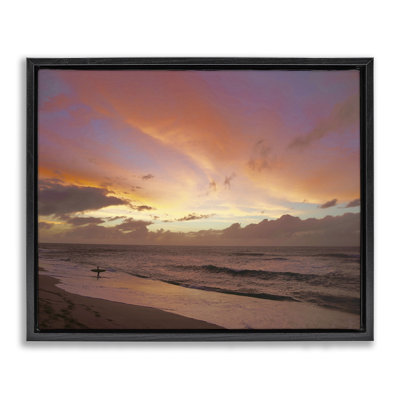 «Surfing Beach Waves at Sunset Brown Grain», art mural sur toile flottante par unsplash