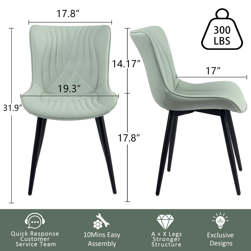 Brecia 17.8'' H Tufted Upholstered Pine Side Chair, Mint Green