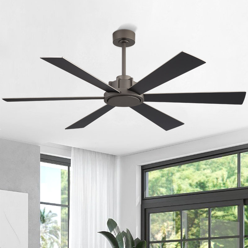  60 po  Ventilateur de plafond 6 pales double face en contreplaqué noir et de couleur claire avec télécommande DC, gris anthracite