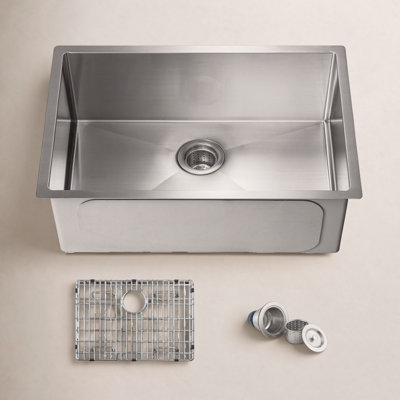 26" Undermount Kitchen Sink with Grid