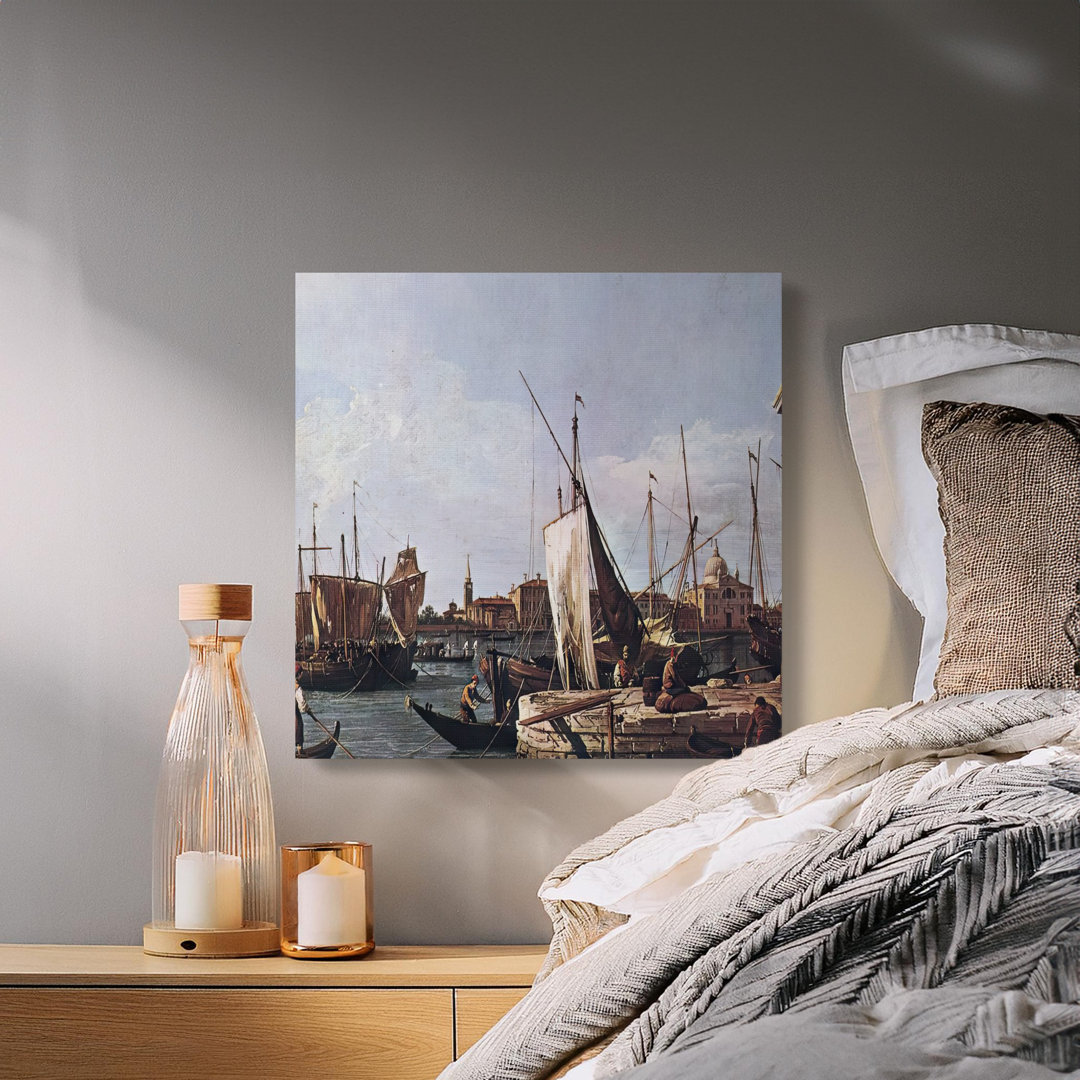 Venice Canal Canvas Wall Art, Gallery Wrapped Matte Print, Vintage Boats, Ready to Hang, Archival Quality, Italian Landscape, Statement