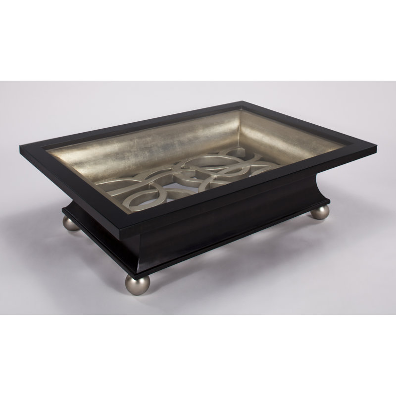 Rectangular Black and Silver Glass Top Coffee Table