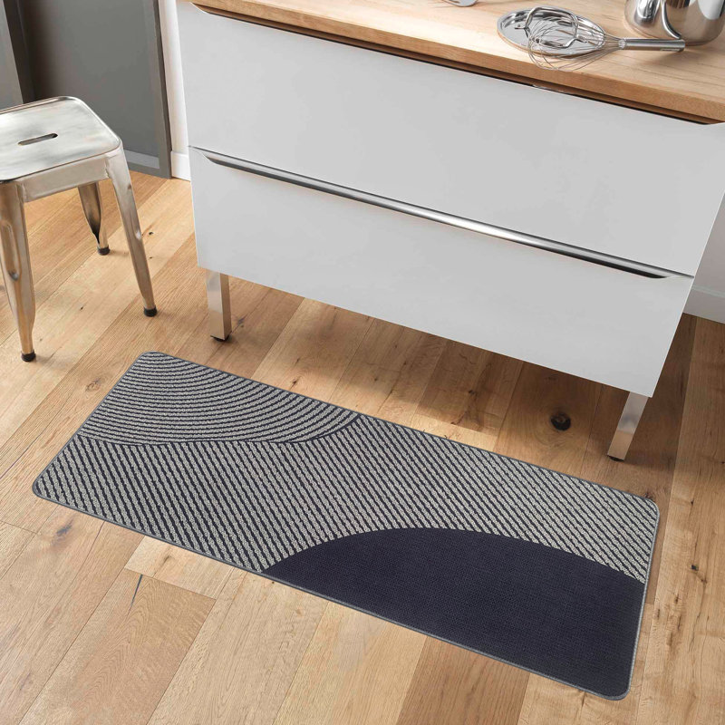 Tapis de cuisine géométrique, Gris, H 48 po x l 20 po