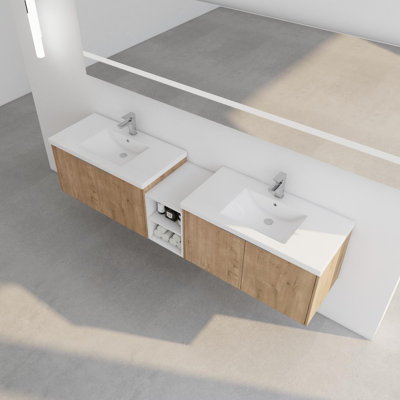 Beata 84'' Double Bathroom Vanity with Plastic Top -  Latitude RunÂ®, 731F052AEA6F477EBBD38DFAD3CA369A