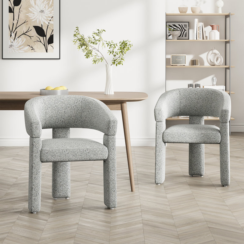 Upholstered Barrel Dining Arm Chair, Grey