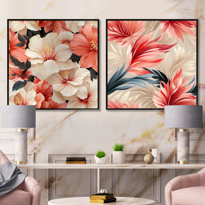 Coffeen - Ensemble de 2 collages carrés floraux
