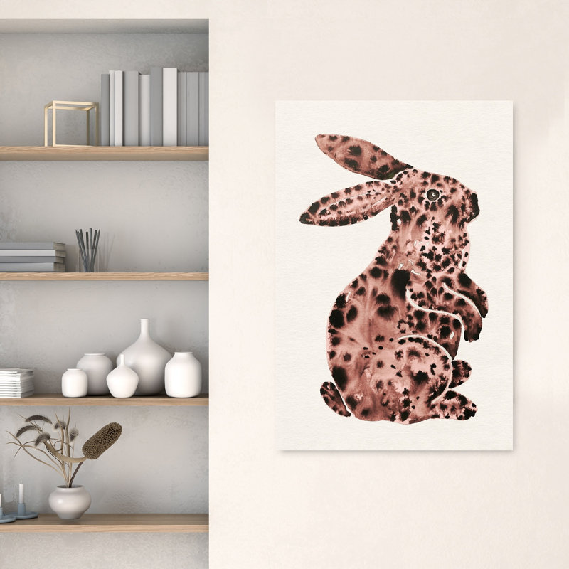 Rose Spotted Rabbit Abstract Contemporary Modern Rabbit Rose Forest Landscape Wall Art Print by Santhosh Ch - Wrapped Canvas Print