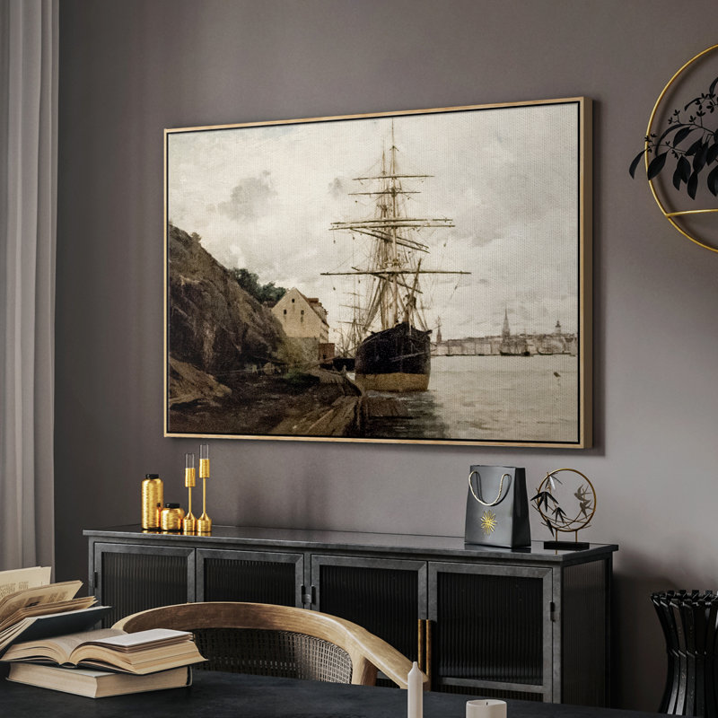 «Vintage Nautical Print-CLXI» sur, Toile naturelle avec cadre flottant, H 25 po x l 37 po